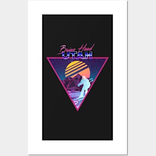 Retro Vaporwave Ski Mountain | Brian Head Utah | Shirts, Stickers, and More! Posters and Art